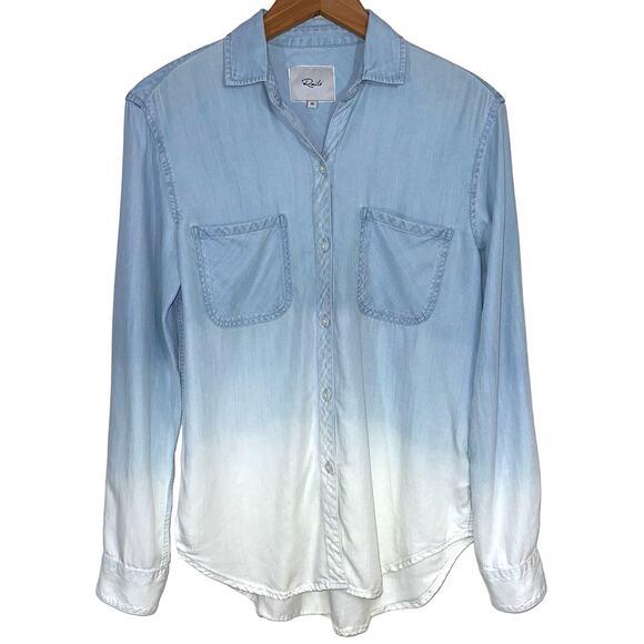 Rails Carter Light Vintage Dip Dye Ombre Tencel Button Up Top Size XS - Picture 2 of 16